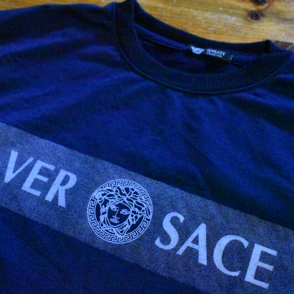 "Versace" sweatshirt,  navy,  size small- medium
